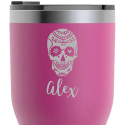 Sugar Skulls & Flowers RTIC Tumbler - Magenta - Laser Engraved - Double-Sided (Personalized)