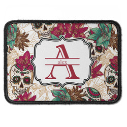 Sugar Skulls & Flowers Iron On Rectangle Patch w/ Name and Initial