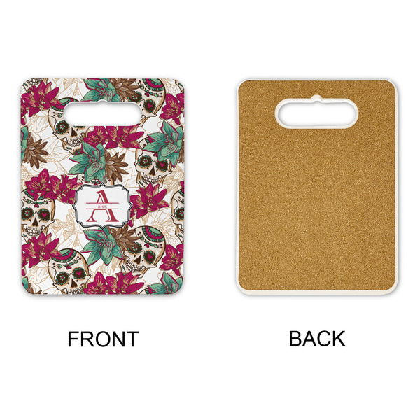 Sugar Skulls & Flowers Rectangle Trivet with Handle - APPROVAL