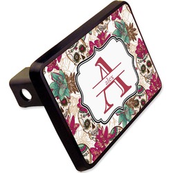 Sugar Skulls & Flowers Rectangular Trailer Hitch Cover - 2" (Personalized)