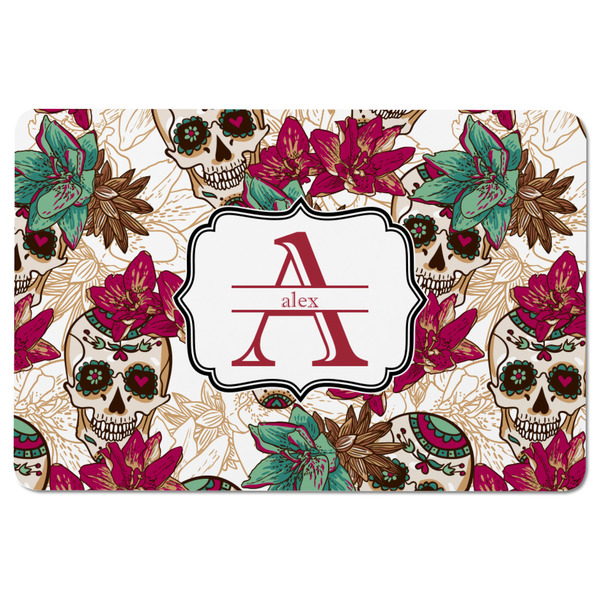 Sugar Skulls & Flowers Rectangular Fridge Magnet - FRONT