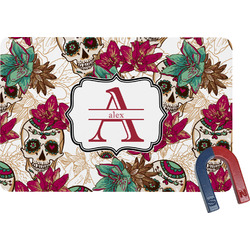Sugar Skulls & Flowers Rectangular Fridge Magnet (Personalized)