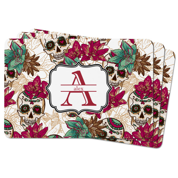 Sugar Skulls & Flowers Rectangular Fridge Magnet - THREE