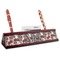 Sugar Skulls & Flowers Red Mahogany Nameplates with Business Card Holder - Angle