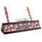 Sugar Skulls & Flowers Red Mahogany Nameplate with Business Card Holder (Personalized)