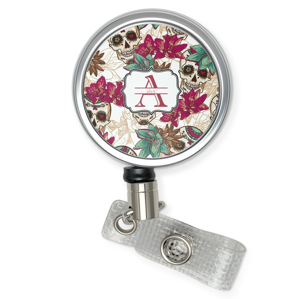Custom Sugar Skulls & Flowers Retractable Badge Reel (Personalized)