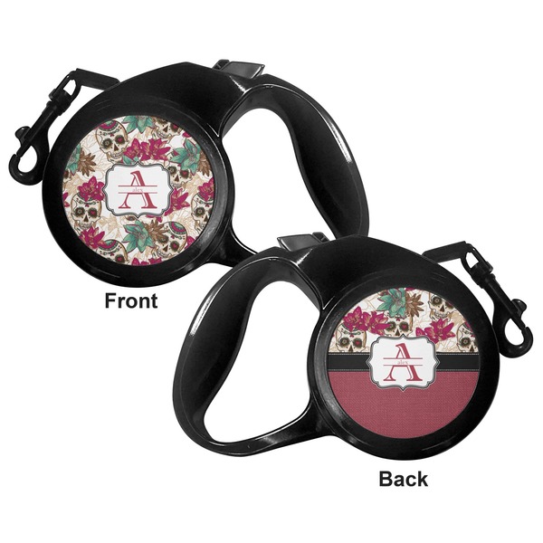 Sugar Skulls & Flowers Retractable Dog Leash - Medium Large - Apvl