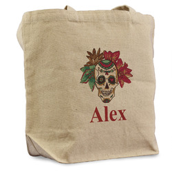 Sugar Skulls & Flowers Reusable Cotton Grocery Bag (Personalized)