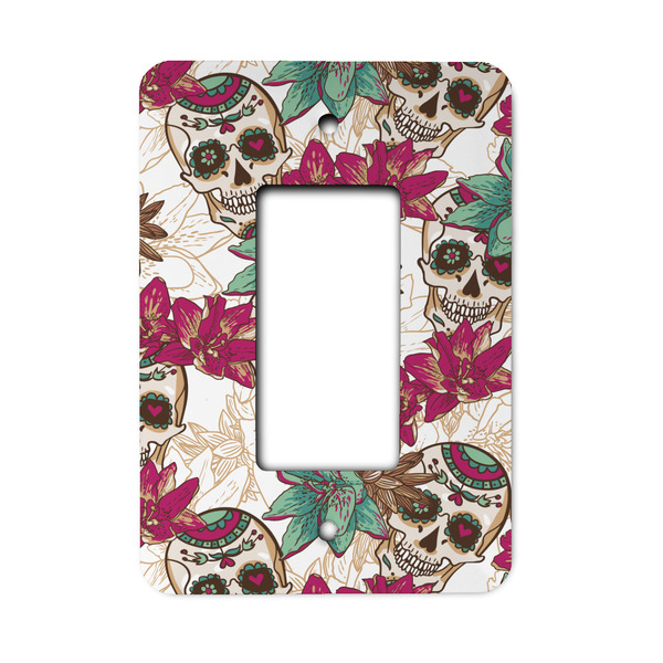 Custom Sugar Skulls & Flowers Rocker Style Light Switch Cover - Single Switch