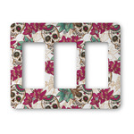 Sugar Skulls & Flowers Rocker Style Light Switch Cover - Three Switch