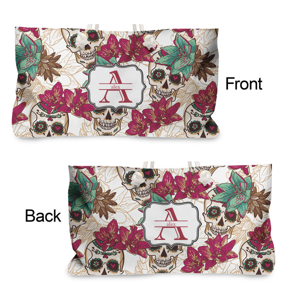 Sugar Skulls & Flowers Large Rope Tote - From & Back View