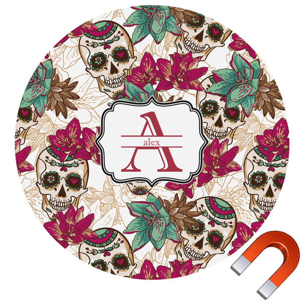 Custom Sugar Skulls & Flowers Car Magnet (Personalized)