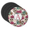 Sugar Skulls & Flowers Round Rubber Backed Coasters - Set of 4 (Personalized)