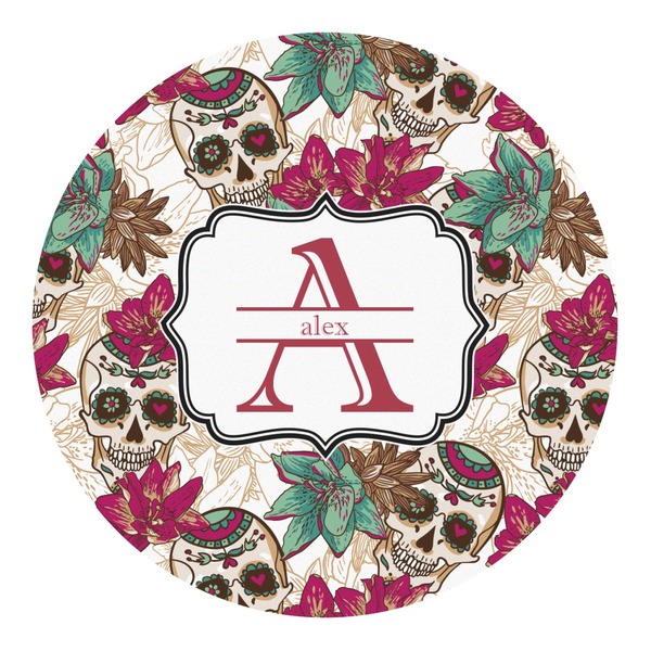 Custom Sugar Skulls & Flowers Round Decal - Large (Personalized)