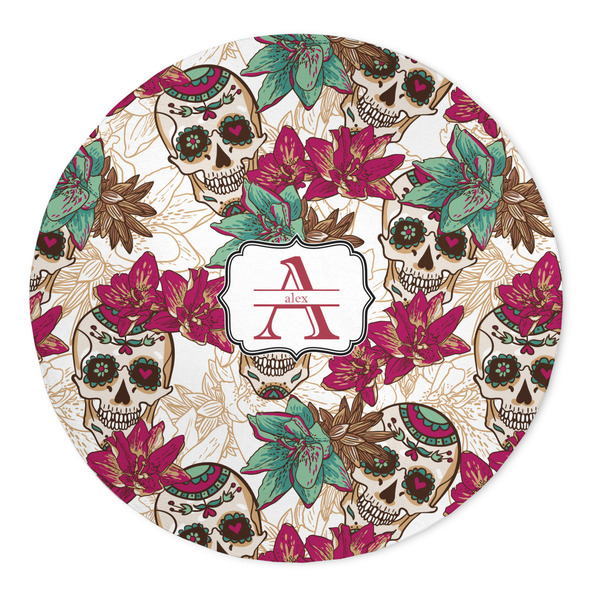 Custom Sugar Skulls & Flowers 5' Round Indoor Area Rug (Personalized)