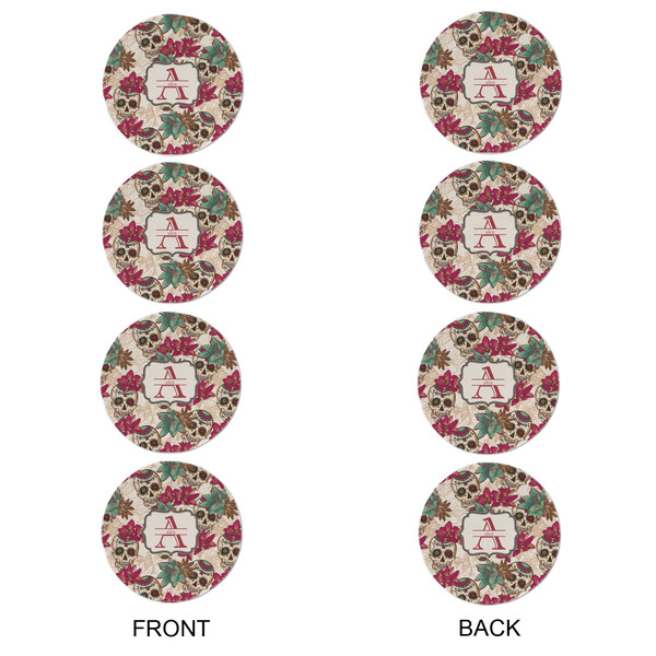 Sugar Skulls & Flowers Round Linen Placemats - APPROVAL Set of 4 (double sided)