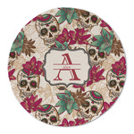Sugar Skulls & Flowers Round Linen Placemat - Single Sided (Personalized)