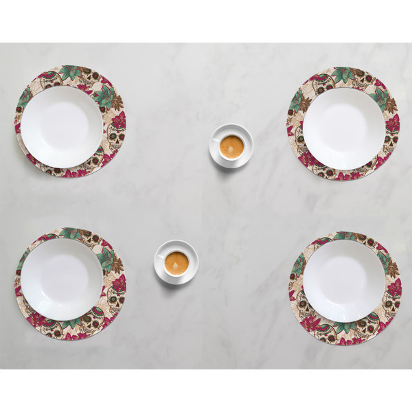 Sugar Skulls & Flowers Round Linen Placemats - LIFESTYLE (set of 4)