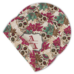 Sugar Skulls & Flowers Round Linen Placemat - Double Sided - Set of 4 (Personalized)