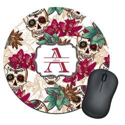 Sugar Skulls & Flowers Round Mouse Pad (Personalized)