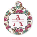 Sugar Skulls & Flowers Round Pet ID Tag - Large (Personalized)