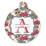 Sugar Skulls & Flowers Round Pet ID Tag (Personalized)