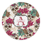 Sugar Skulls & Flowers Round Stone Trivet (Personalized)