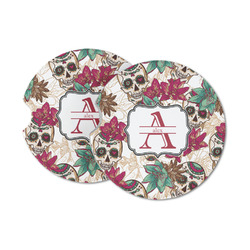 Sugar Skulls & Flowers Sandstone Car Coasters - Set of 2 (Personalized)