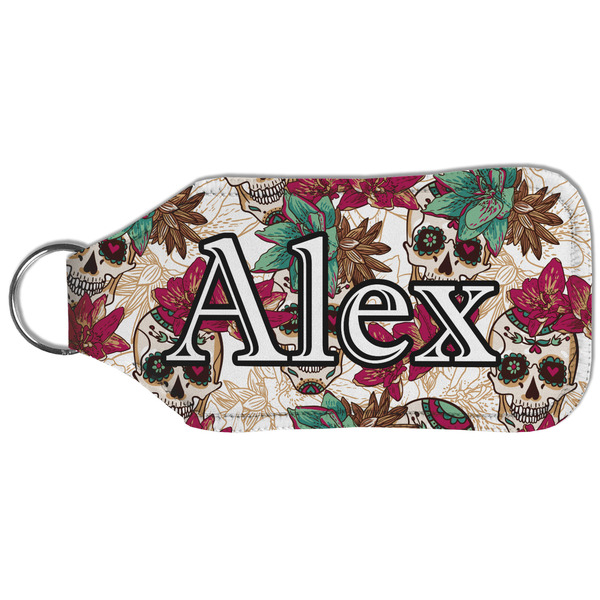 Sugar Skulls & Flowers Sanitizer Holder Keychain - Large (Back)