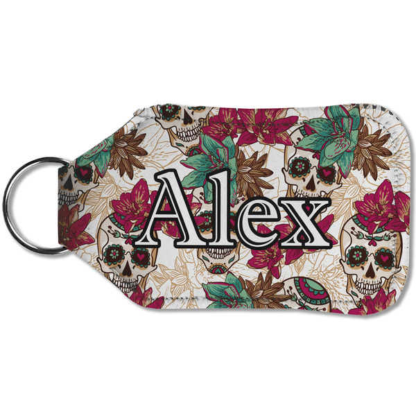 Sugar Skulls & Flowers Sanitizer Holder Keychain - Small (Back)