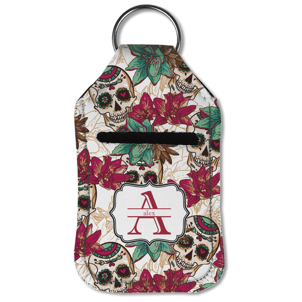 Sugar Skulls & Flowers Sanitizer Holder Keychain - Small (Front Flat)