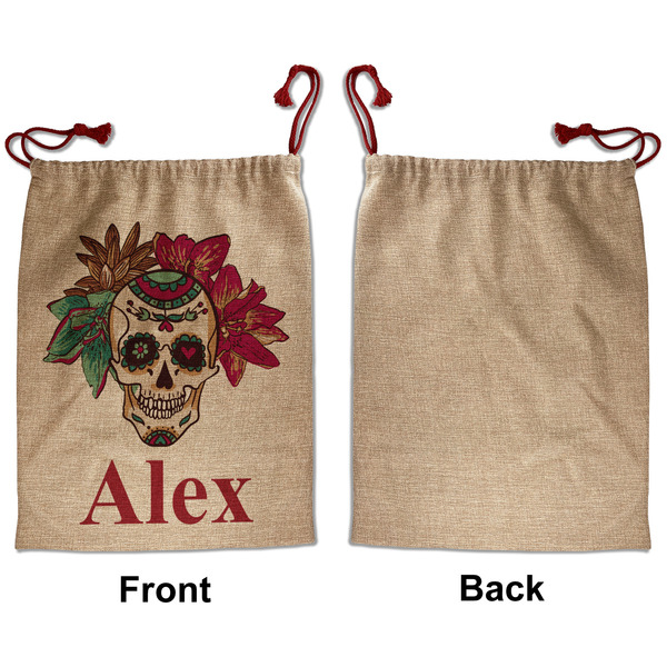 Sugar Skulls & Flowers Santa Bag - Approval - Front