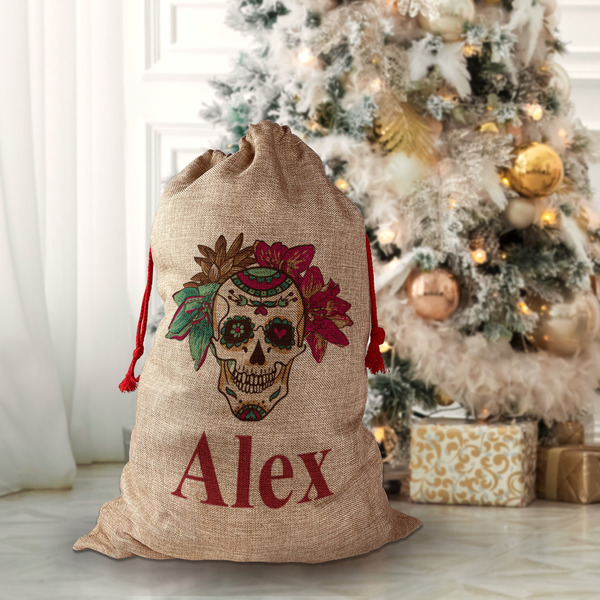 Sugar Skulls & Flowers Santa Bag - Lifestyle