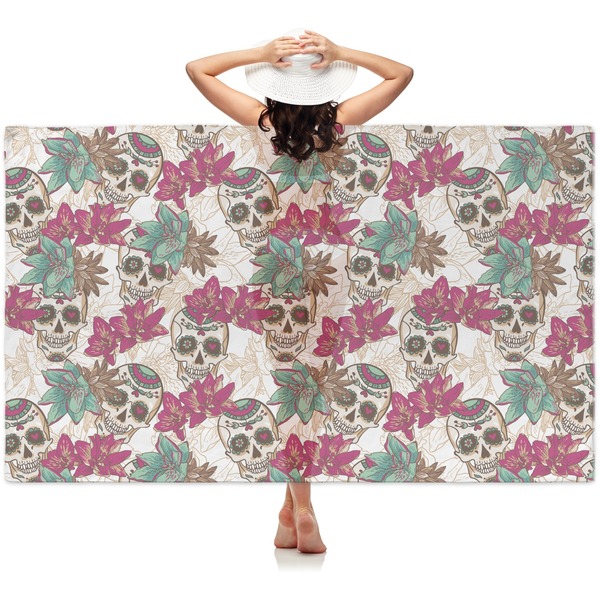 Custom Sugar Skulls & Flowers Sheer Sarong