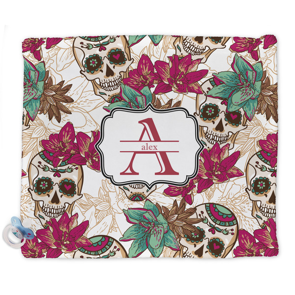 Custom Sugar Skulls & Flowers Security Blanket - Single Sided (Personalized)