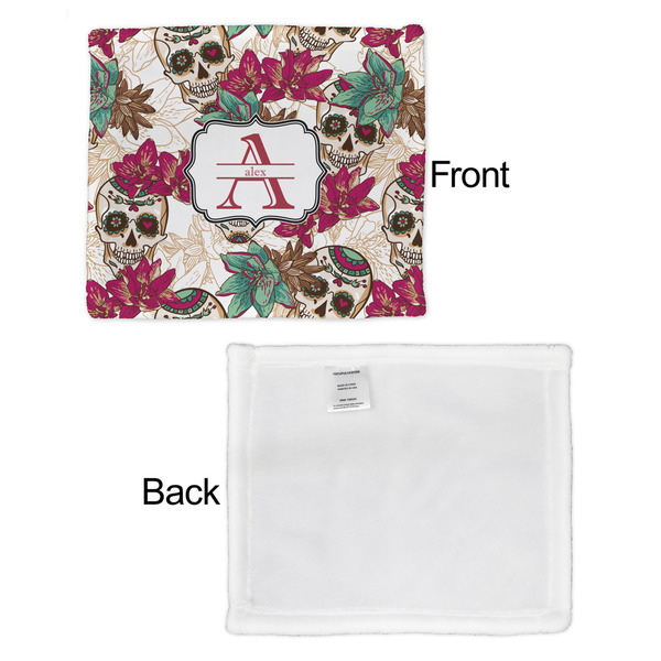 Sugar Skulls & Flowers Security Blanket - Front & White Back View