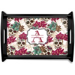 Sugar Skulls & Flowers Black Wooden Tray - Small (Personalized)
