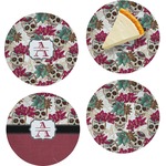 Sugar Skulls & Flowers Set of 4 Glass Appetizer / Dessert Plate 8" (Personalized)