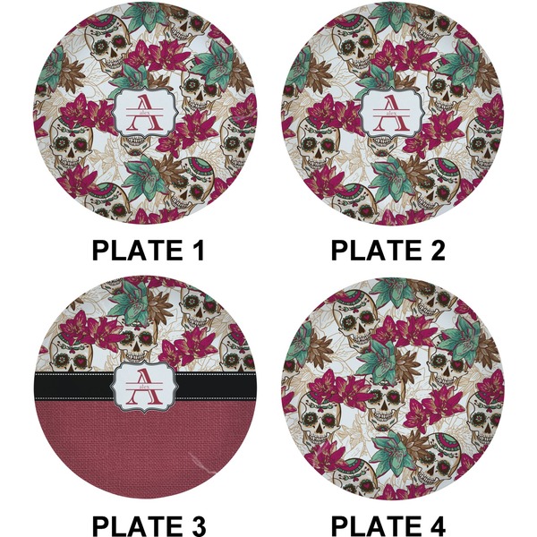 Sugar Skulls & Flowers Set of Lunch / Dinner Plates (Approval)