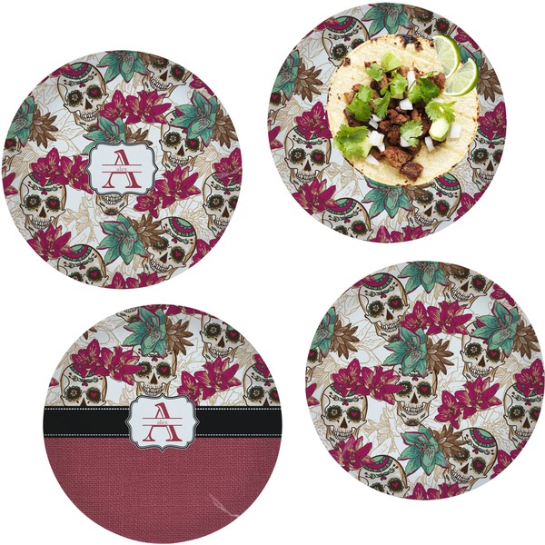 Sugar Skulls & Flowers Set of Lunch / Dinner Plates