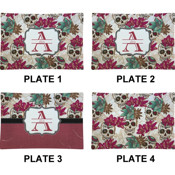 Sugar Skulls & Flowers Set of Rectangular Appetizer / Dessert Plates (Approval)