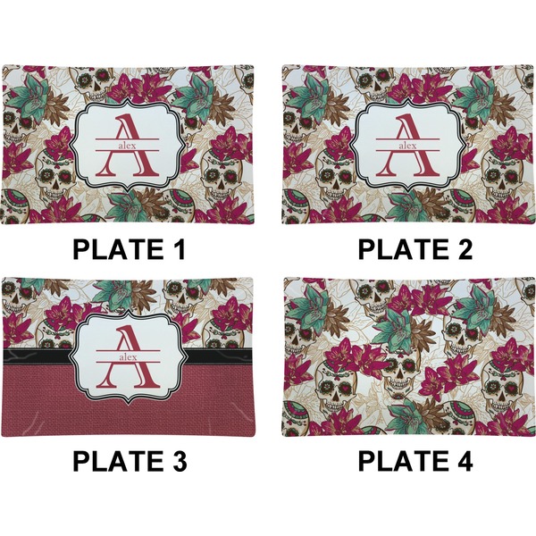 Sugar Skulls & Flowers Set of Rectangular Dinner Plates (Approval)