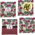 Sugar Skulls & Flowers Set of 4 Glass Square Lunch / Dinner Plate 9.5" (Personalized)
