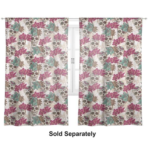 Sugar Skulls & Flowers Sheer Curtains