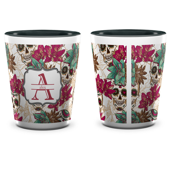 Sugar Skulls & Flowers Shot Glass - Two Tone - APPROVAL