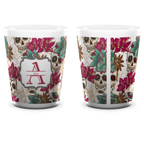 Sugar Skulls & Flowers Shot Glass - White - APPROVAL