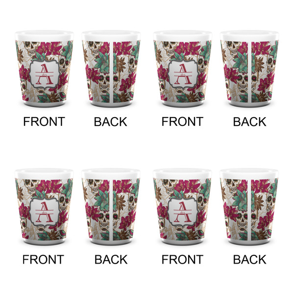 Sugar Skulls & Flowers Shot Glass - White - Set of 4 - APPROVAL