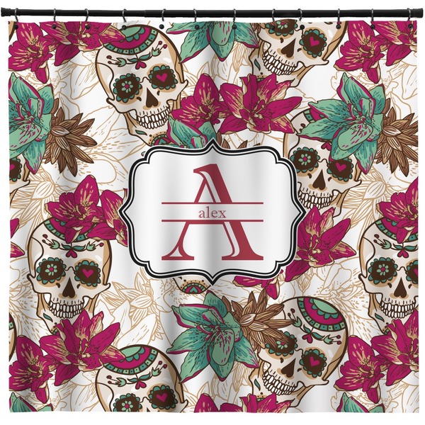 Custom Sugar Skulls & Flowers Shower Curtain - Custom Size (Personalized)