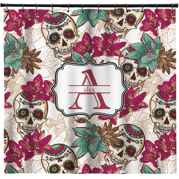 Custom Sugar Skulls & Flowers Shower Curtain (Personalized)
