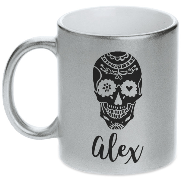 Sugar Skulls & Flowers Silver Mug - Main